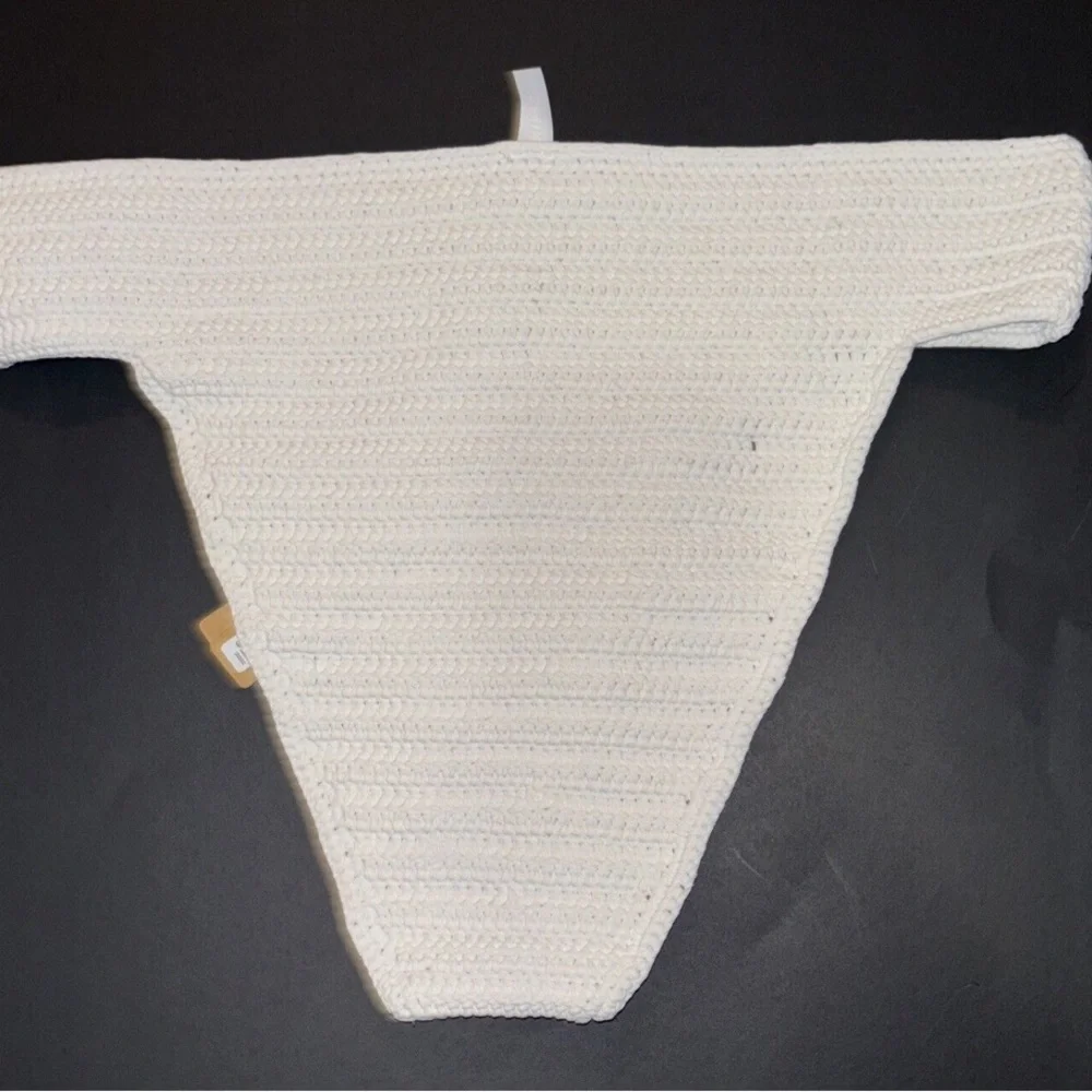 SKIMS Swim Crocheted Bikini Bottom NWT Size 2x Marble White Boho Style
